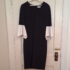 Calvin Klein Black and White Long Sleeve Dress